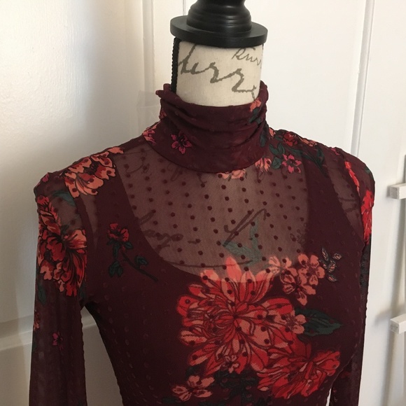 NWT! Price Drop! Floral Print-Dot Mesh Dress w/ Mask! - Picture 9 of 14